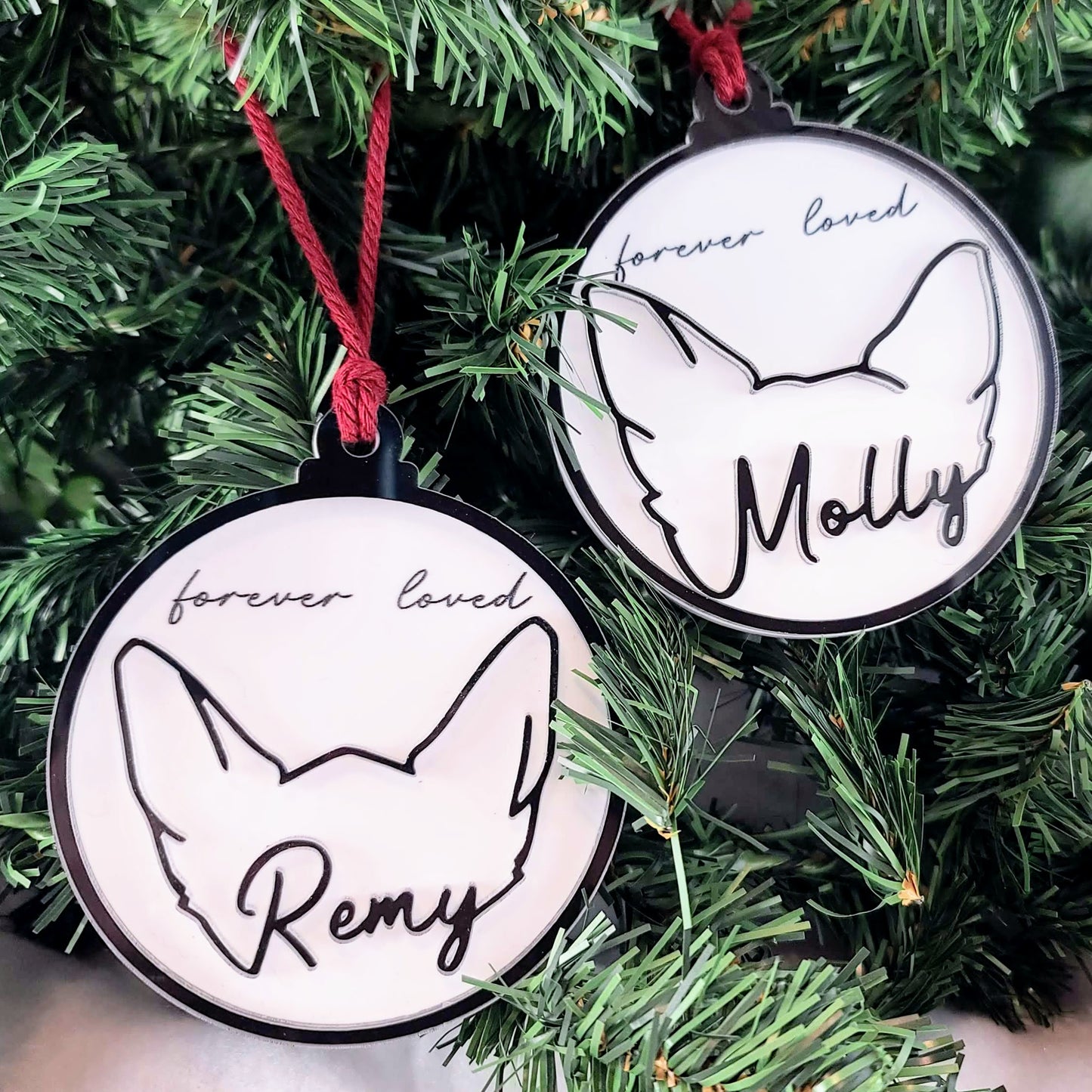 Custom Pet Ears Christmas Ornament