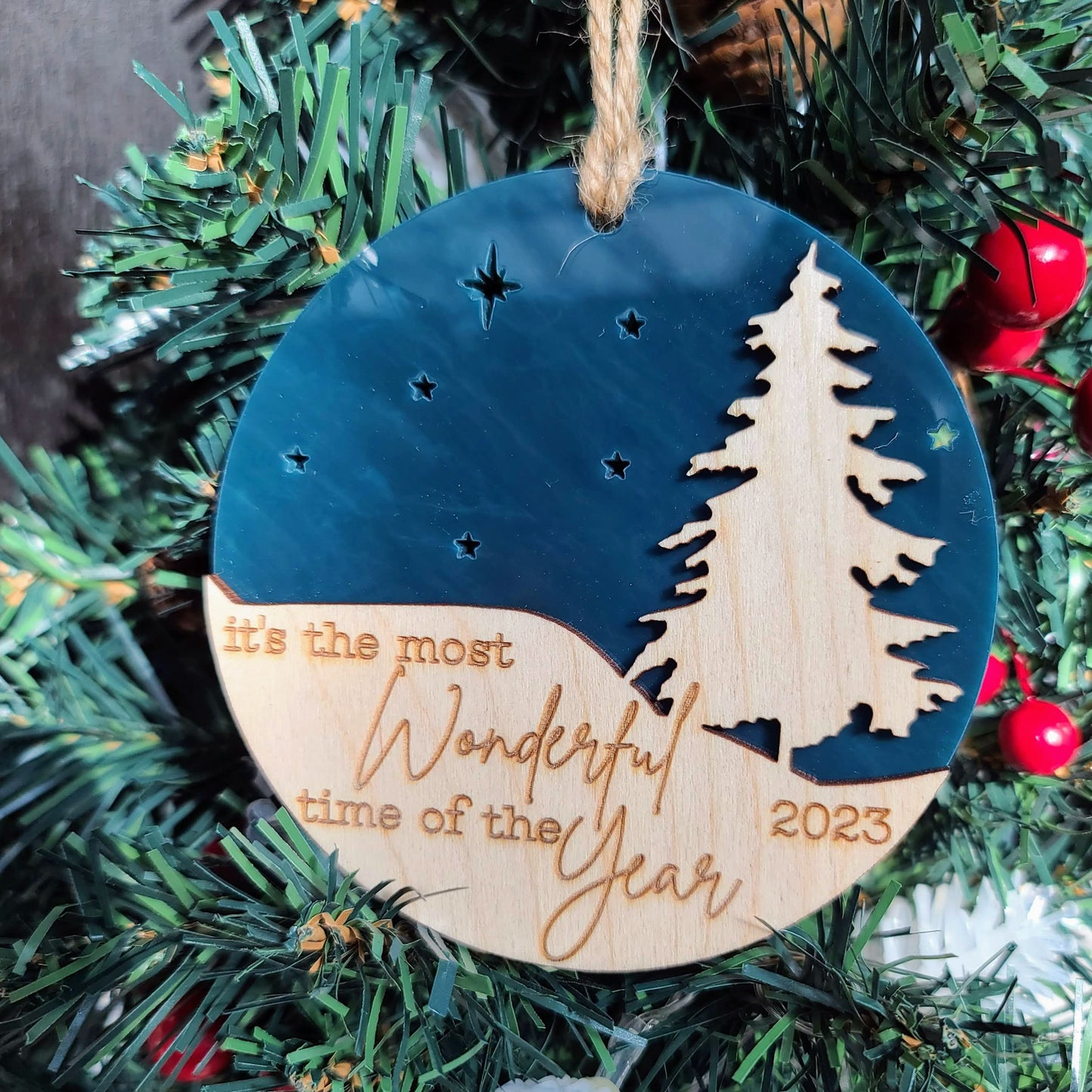 Most Wonderful Time of the Year Ornament - Starry Sky