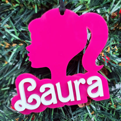 Barbie Inspired Custom Name Ornament